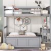 Full Over Full Bunk Bed With Desk - Gray - Image 16