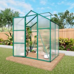 Newly Marketed Gain Height Windproof Aluminum Greenhouse 6 X 4 Ft Polycarbonate Greenhouse Raised Base And Anchor Aluminum Heavy Duty Walk - In Greenhouses For Outdoor Backyard In All Season - Green