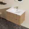 30" Wall Mounted Bathroom Vanity With Sink, Soft Close System, And Spacious Drawers - Walnut - Image 5