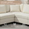 U Shaped Sectional Sofa 6 Seat Couch Set With Oversized Ottoman, Hidden Armrest Storage And Cup Holders USB Charging Ports Wide Seat Sofa - Off White - Image 23
