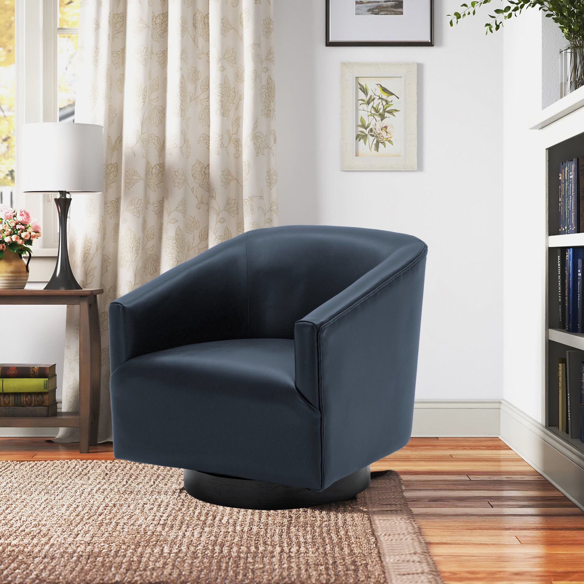 Garland - Upholstered Swivel Chair - Blue - Image 2