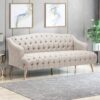 Comfy 3 Seat Sofa With Wooden Legs, For Living Room And Study - Beige - Image 4