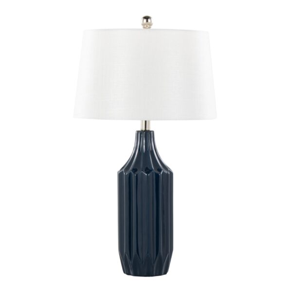 Stella - Contemporary Table Lamp - Gloss Dark Blue / White