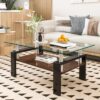 Modern Rectangular Coffee Table With Tempered Glass Top Layer, Table For Living Room - Transparent - Image 4