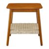 Mid - Century Square Side Table With Woven Shelf - Walnut - Image 9