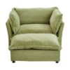 Modern Armchair Sofa Cozy Upholstered Sofa Chair With Movable Ottoman, Wide Seat - Green - Image 12