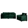 Modern Living Room Sofa 2 Piece Set Corduroy Single Seat And 3 Seater Sofa - Green - Image 19