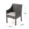 Outdoor Rattan Dining Chair With Straight Legs And Sloped Arms (Set of 2) - Gray / Silver - Image 3