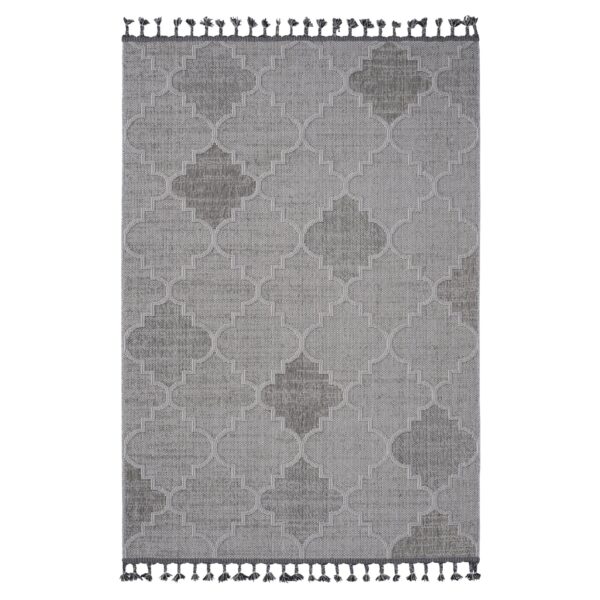 Guros - 4' X 6' Trellis Indoor / Outdoor Area Rug - White / Gray