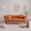 Modern Lamb Wool Sofa With Decorative Throw Pillows For Small Spaces - Orange - Image 4