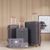 5 Piece Set (20"24"28 +A Travel Bag And A Toiletry Bag), Hard Case Spinner Wheels Luggage Sets With Tsa Lock Carry On Suitcase Luggage Durable Suitcase - Gray - Image 3