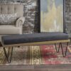 Upholstered Bench With Hairpin Legs - Charcoal Gray - Image 9
