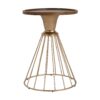 Hollow - Edge Retro Art Pine Side Table With Antique And Natural Color, Iron And Pine Construction - Antique Gold / Natural - Image 6