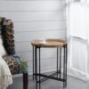 Round Side Table With Wood Top, End Table For Living Room Bedroom - Black Brown - Image 10