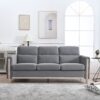 Comfortable Solid Wood Three-Seater Sofa, Soft Cushions, Durable And Long-Lasting, 79.5" Sofa Couch For Living Room - Gray - Image 2