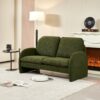 Loveseat Sofa Small Couch For Living Room, Sherpa Fabric Upholstered Loveseat Sofa Couch, Small Loveseat Sofa For Apartment, Bedroom - Green - Image 3