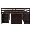 Full Loft Low Study Bed With Cabinet, Shelves And Rolling Portable Desk, Multiple Functions - Espresso - Image 9