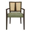 Mid Century Modern Arm Dining Chair (Set of 2) With Rattan Backrest - Dark Brown / Green - Image 4