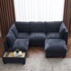 U - Shaped Sectional Sofa Modular Sofa Couch With A Movable Ottoman, A Coffee Table With Hidden Charging Devices For Living Room - Blue - Image 3