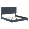 King Size Squares Upholstered Platform Bed - Navy Blue Denim - Image 2