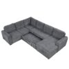 U-Shaped Sofa Sectional Sofa Pull-Out Sofa Bed With A Storage Chaise Lounge, Charging Devices For Living Room - Gray - Image 17