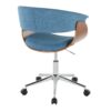 Vintage Mod - Mid-Century Modern Office Chair - Chrome / Walnut / Blue - Image 3