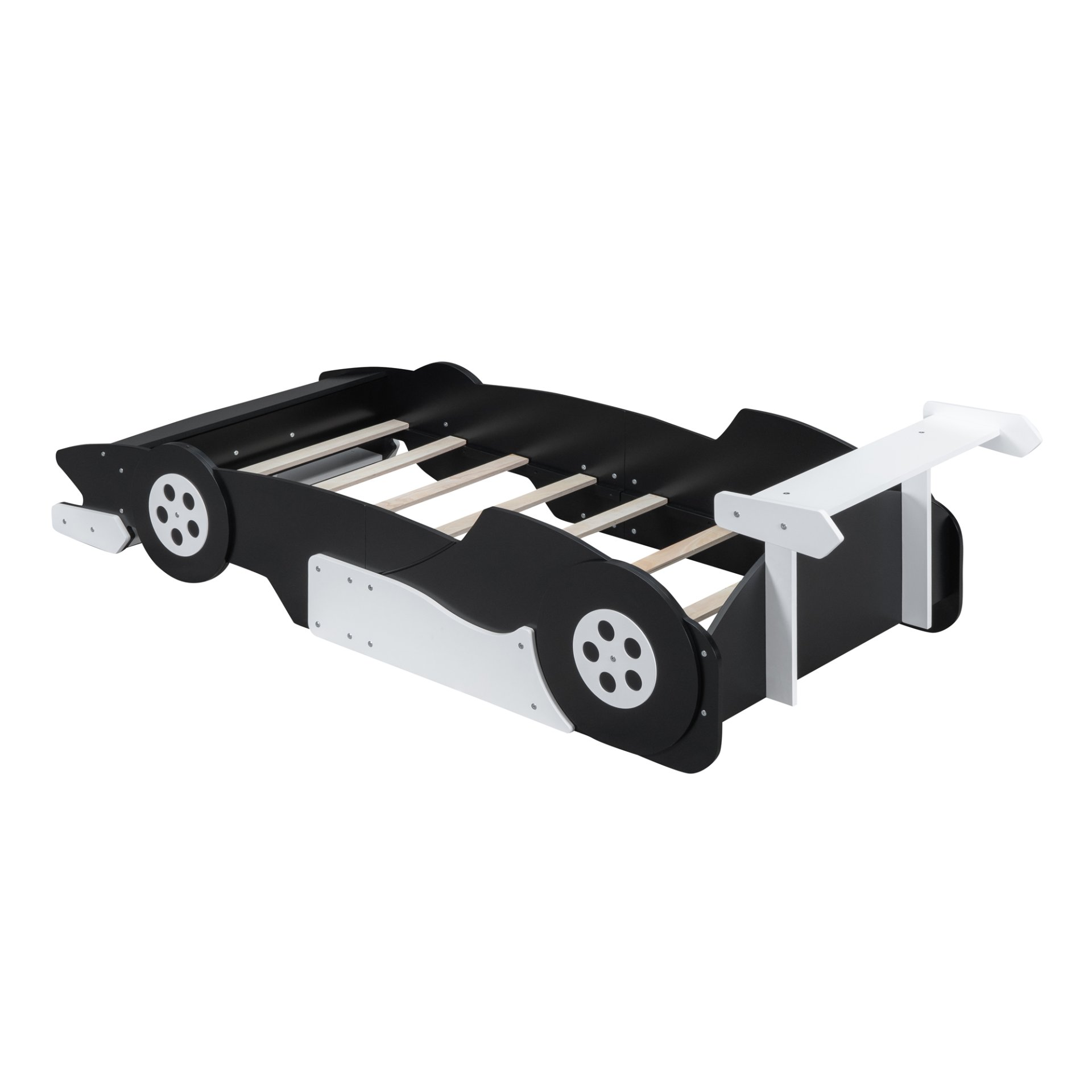 Twin Size Race Car-Shaped Platform Bed With Wheels - Black - Image 5