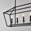 5 Light Farmhouse Kitchen Island Lighting, 5 Light Industrial Linear Chandelier For Dining Room Metal Hanging Pendant Light Fixture For Bedroom Living Room Hallway Conference Room - Matte Black - Image 11