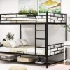 Full Over Full Bunk Bed With Shelf And Guardrails - Black - Image 13