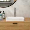 Semi Recessed Bathroom Sink With Countertop Vessel Design, 19" X 12" - White - Image 2