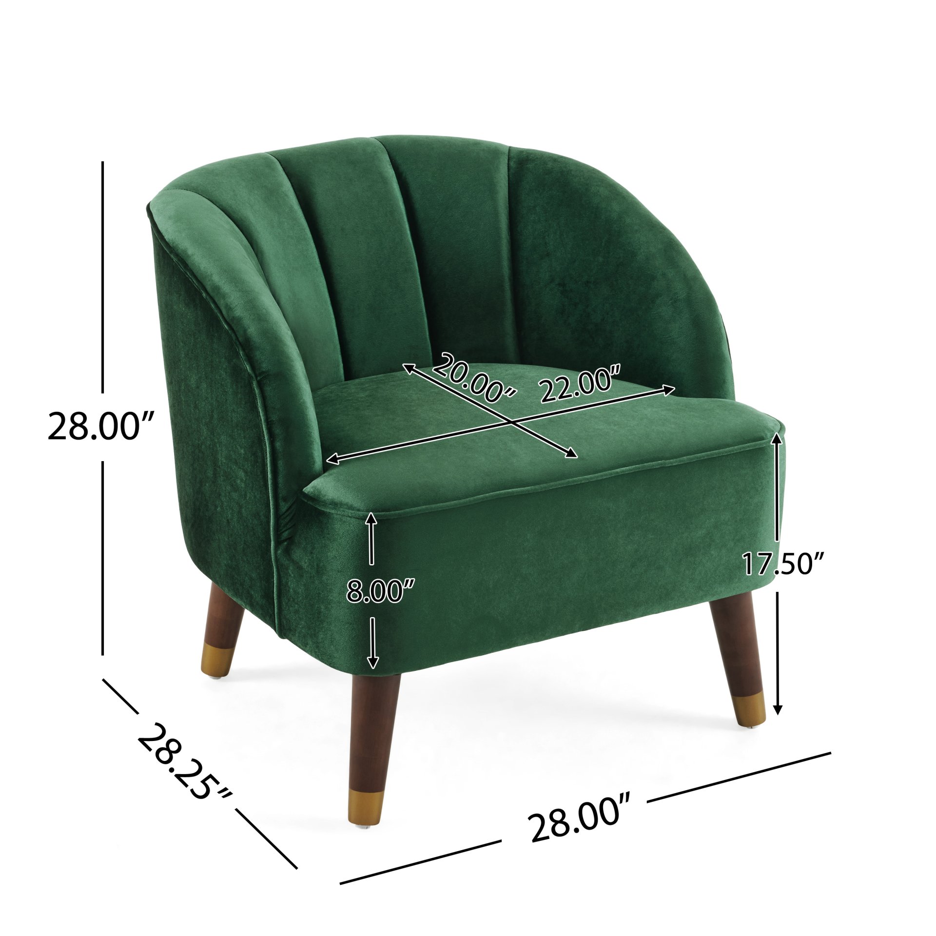 Luxurious Upholstered Barrel Accent Chair With Wooden Legs - Emerald - Image 3