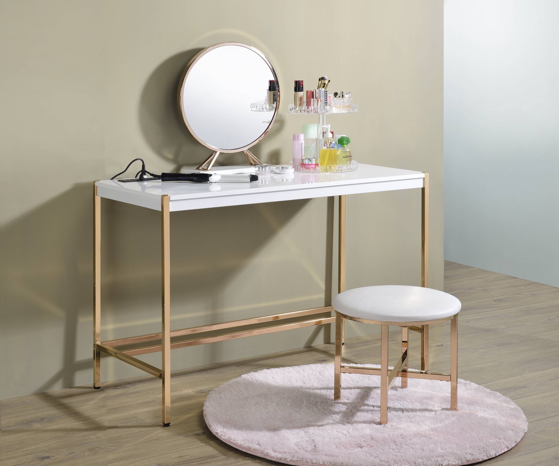 Midriaks - Writing Desk With USB - Golden / White - Image 5