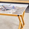 Coffee Table With A Natural And Smooth Marble Pattern On The Surface - Gold - Image 10