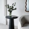 Round Side Table With Pedestal Base - Black - Image 7