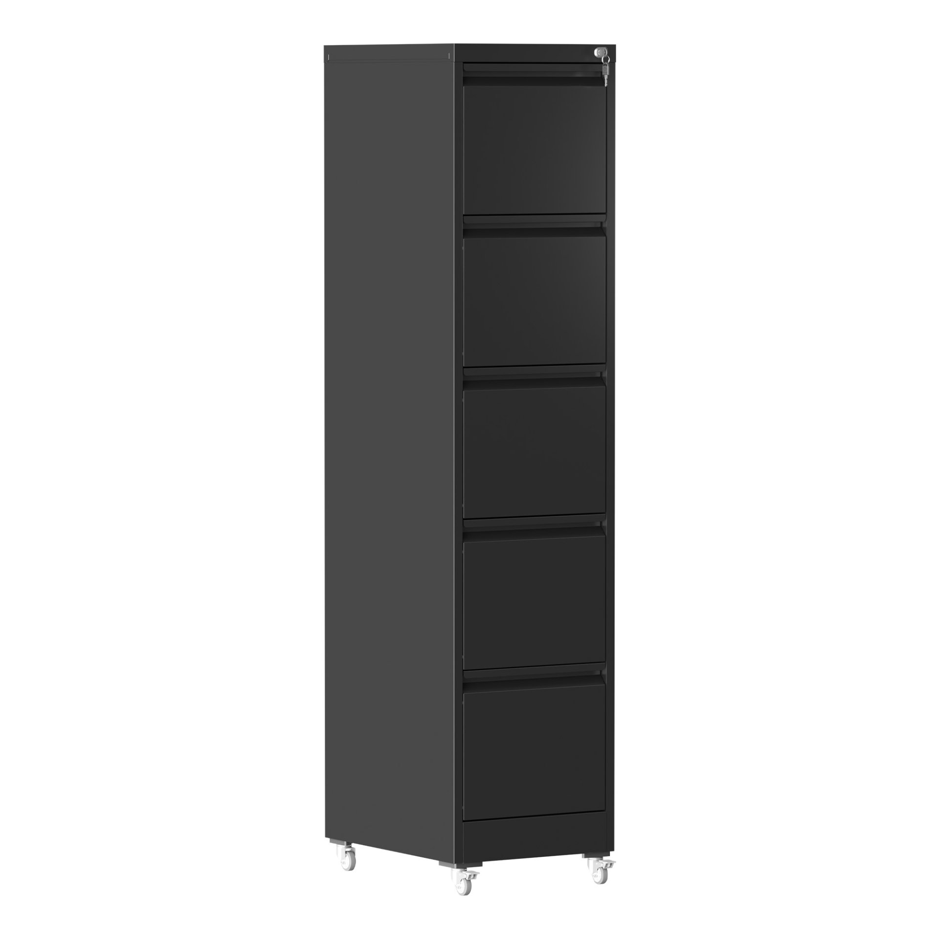 Heavy Duty Metal 5 Drawer Vertical File Cabinet With Lock And Wheels For Home Office - Brushed Nickel - Image 16