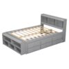 Full Bed With Bookcase Headboard, Under Bed Storage Drawers And Bed End Storage Case - Gray - Image 11