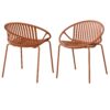 Contemporary Patio Dining Chairs (Set of 2) Stackable Outdoor Chairs With Breathable Plastic Backrest, Metal Legs - Orange - Image 7