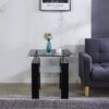 Clear Glass Top Side Table, End Table, Modern Design For Home - Black - Image 4