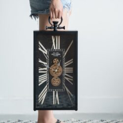 Decorative AndRoman Numeral Table Clock, Home Decor Gear Clock - Multicolor