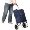 Foldable Shopping Trolley With Wheels And Waterproof Bag - Blue - Image 20