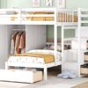 Full Over Twin Bunk Bed With Wardrobe, Drawers - White - Image 20
