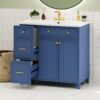 Bathroom Vanity, Transitional Style Bathroom Cabinet With Resin Sink, Single Bathroom Cabinet, With 2 Drawers And 1 Adjustable Storage Shelf, 2 Soft-Close Doors - Navy Blue - Image 3