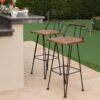 Outdoor Barstool With Angled Metal Legs - Brown - Image 5