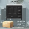 Bathroom Vanity With Ceramic Sink Combo, Abundant Storage Cabinet 2 Soft Close Doors And 5 Drawers - Black - Image 10