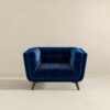 Addison - Velvet Lounge Chair - Dark Blue - Image 3