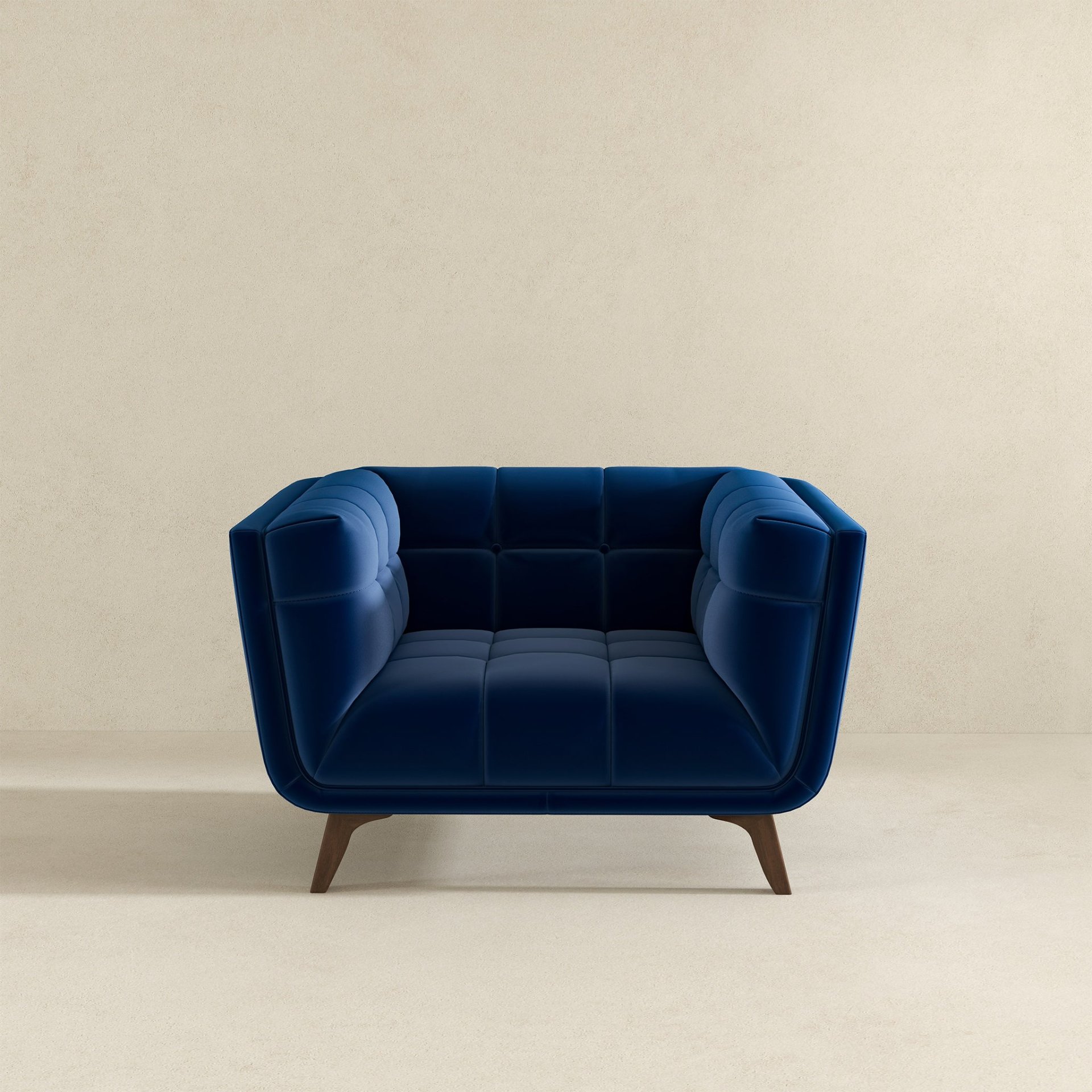 Addison - Velvet Lounge Chair - Dark Blue - Image 3