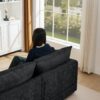 Modular L-Shaped Sectional Sofa Set With Movable Ottoman - Black - Image 9