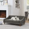 Durable Elevated Dog Sofa Bed With Modern Irregular Armrest Design Comfortable Soft Pet Sofa Dark - Dark Gray - Image 4