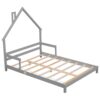 Full House-Shaped Headboard Bed With Handrails, Slats - Gray - Image 8
