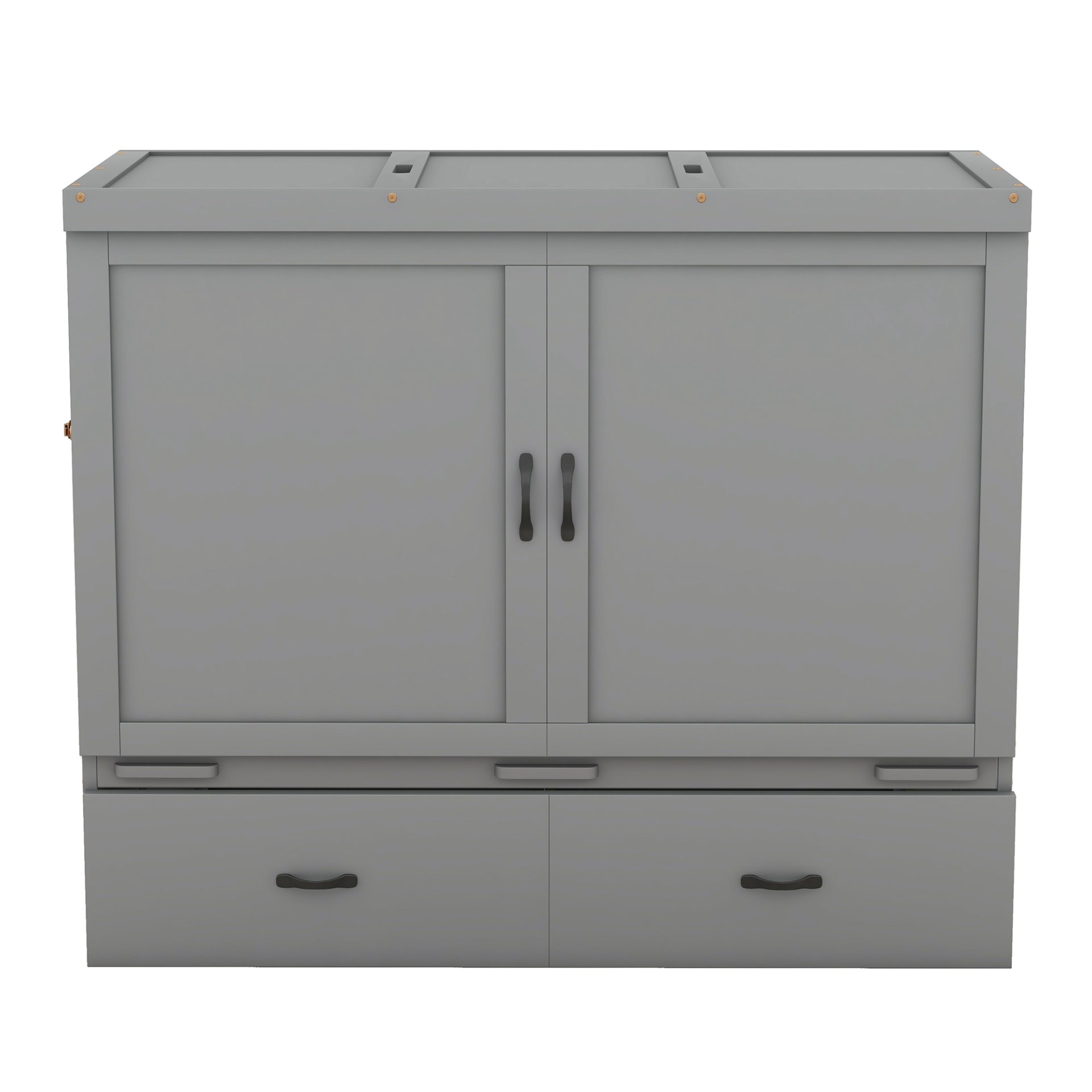 Full Size Murphy Bed With USB Port And A Large Drawer - Gray - Image 10